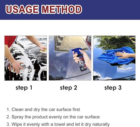 رذاذ طلاء السيارة السيراميكي 3 في 1، رذاذ طلاء السيارة السريع 3 في 1 عالي الحماية، عامل تجديد الأجزاء البلاستيكية، رذاذ طلاء سريع المفعول، غسيل بدون ماء، تقنية النانو (قطعتان * 120 مل) in Kuwait