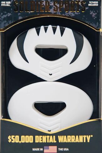 White Lip Protector MOUTHGUARD 2-Pack for Football, All Sports, One Size Fits All, Works with Braces, 2 Tethers Included in Kuwait