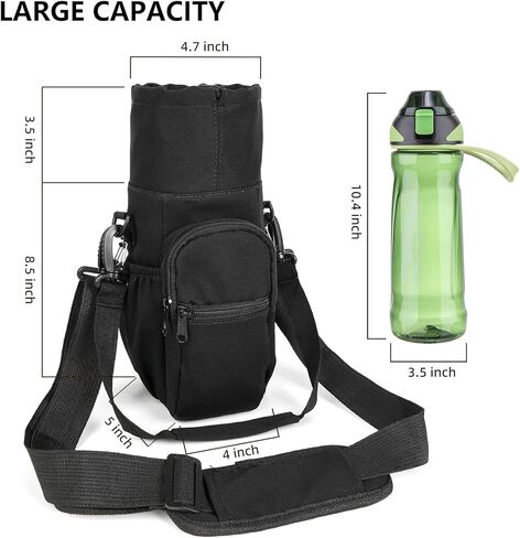 Valleycomfy Water Bottle Holder with Adjustable Shoulder Strap 32oz 40oz Insulated Sling Bag Water Bottle Bag with Phone Pocket Water Bottle Carrier Pouch Sleeve for Camping Hiking Travel Black in Kuwait