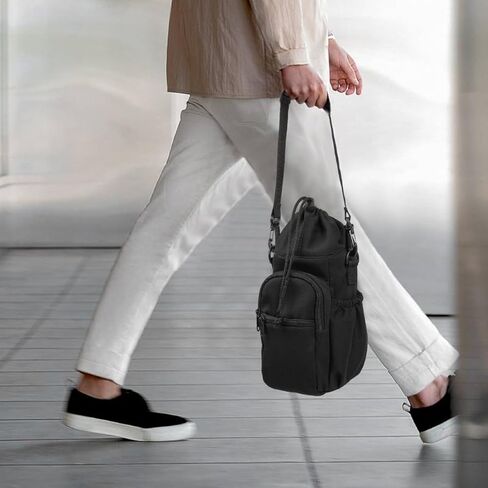 Valleycomfy Water Bottle Holder with Adjustable Shoulder Strap 32oz 40oz Insulated Sling Bag Water Bottle Bag with Phone Pocket Water Bottle Carrier Pouch Sleeve for Camping Hiking Travel Black in Kuwait