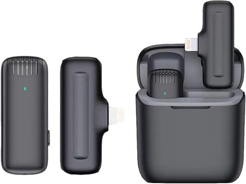 ميكروفون Lavalier لاسلكي متوافق مع iPhone iPad، وميكروفون على شكل طية صدر للهاتف لتسجيل فيديو YouTube، ومقابلة Tiktok Vlog، والبث المباشر، و3 مستويات لتقليل الضوضاء، ومقبس إضافي in Kuwait