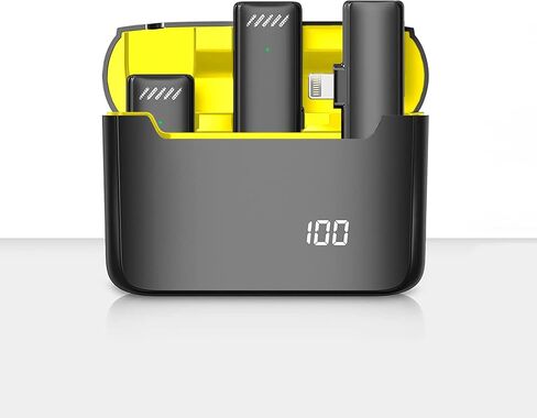 ميكروفونات Lavalier لاسلكية لأجهزة iPhone iPad مع علبة شحن، وميكروفون صغير على شكل طية صدر السترة لتسجيل الفيديو، والبث المباشر، والألعاب، ومكالمات الفيديو in Kuwait