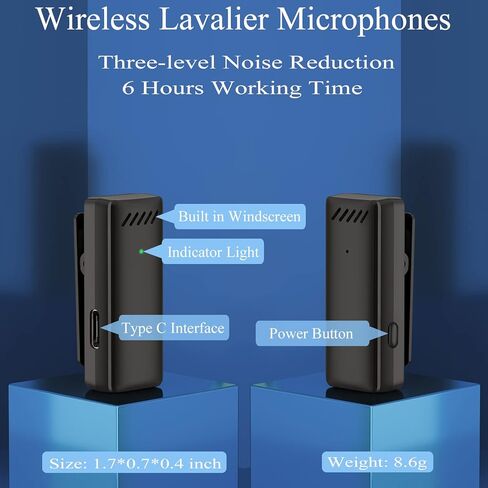 ميكروفونات Lavalier لاسلكية لأجهزة iPhone iPad مع علبة شحن، وميكروفون صغير على شكل طية صدر السترة لتسجيل الفيديو، والبث المباشر، والألعاب، ومكالمات الفيديو in Kuwait