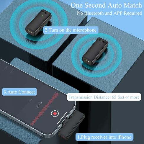 ميكروفونات Lavalier لاسلكية لأجهزة iPhone iPad مع علبة شحن، وميكروفون صغير على شكل طية صدر السترة لتسجيل الفيديو، والبث المباشر، والألعاب، ومكالمات الفيديو in Kuwait