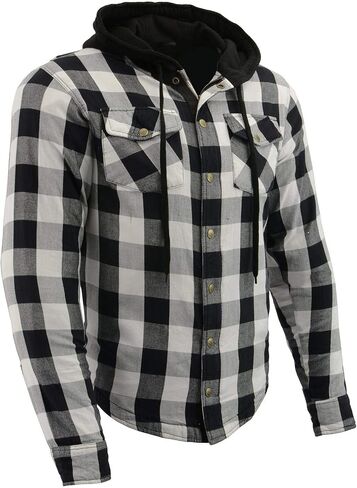Milwaukee Leather MPM1629 Men's Plaid Hooded Flannel Biker Shirt with CE Approved Armor - Reinforced w/Aramid Fibers in Saudi Arabia