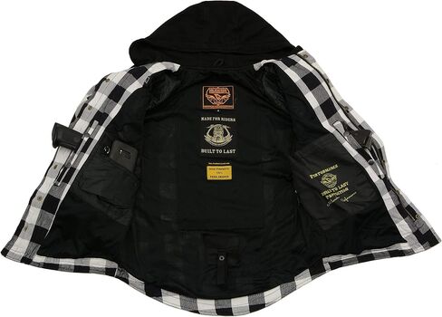 Milwaukee Leather MPM1629 Men's Plaid Hooded Flannel Biker Shirt with CE Approved Armor - Reinforced w/Aramid Fibers in Saudi Arabia