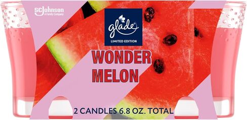 وعاء شموع Glade، البطيخ العجيب، شمعة عطرية مملوءة بالزيوت العطرية، شمعة معطرة للهواء، 3.4 أونصة، عدد 2 in Saudi Arabia