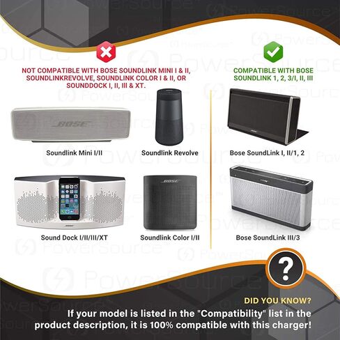 PowerSource 17-20V 7Ft شاحن حائط طويل للغاية مدرج في قائمة UL لـ Bose Soundlink I II III 1 2 3 مكبر صوت بلوتوث لاسلكي 404600 414255 S024RU1700100 سلك إمداد محول الطاقة in Kuwait