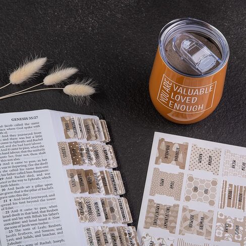 علامات تبويب الكتاب المقدس مغلفة من DiverseBee (طباعة كبيرة، سهلة القراءة)، علامات تبويب كتاب مذكرات الكتاب المقدس الشخصية، هدية مسيحية، 66 علامة تبويب للكتاب المقدس العهد القديم والجديد، تتضمن 11 علامة تبويب فارغة (غبار القمر) in Kuwait