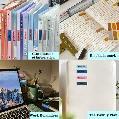 1200 pcs Page Markers,Morandi Sticky Note Tabs Colored Writable,Colorful Sticky Index Tabs 60 Colors Translucent Annotation Tabs,Book Sticky Tabs,Sticky Note in Kuwait