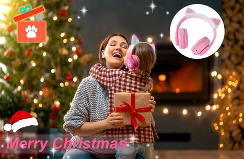 Cat Ear Kids Headphones Bluetooth, LED Light up Wireless/Wired Mode Over Ear Headphones with Build in Microphone for School/Travel (Black) in Saudi Arabia