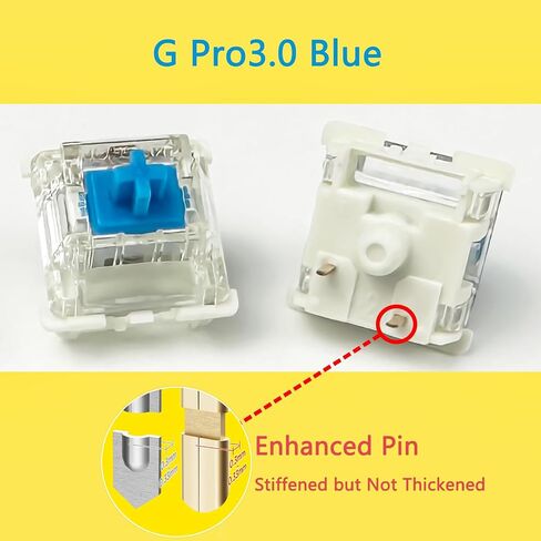 Gateron G Pro 3.0 Blue Switches for Mechanical Keyboard,3-Pin 60gf Clicky/Pre-Lubed/Pin-Enhanced Switches(108pcs,Blue,3-Pin) in Saudi Arabia