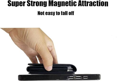 for MagSafe Credit Card Holder, Strong Magnet Bussiness Leather Wallet Compatible with Apple iPhone 15/14/13/12, Plus/Pro/Pro Max (Black) in Saudi Arabia