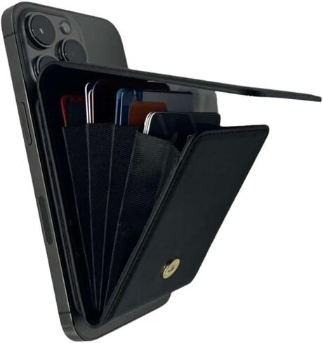 for MagSafe Credit Card Holder, Strong Magnet Bussiness Leather Wallet Compatible with Apple iPhone 15/14/13/12, Plus/Pro/Pro Max (Black) in Saudi Arabia