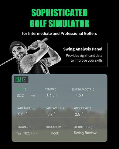 AI-X Golf Simulator | Golf Swing Trainer for Intermediate and Advanced Golfers | Analyzes Swing Speed and Swing Accuracy | A.I. Coaching with Vocal Guides | Analyzer app via Bluetooth in Saudi Arabia