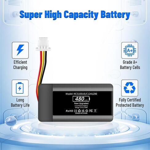 NC5100US Battery, Upgraded [480mAh] Super High Capacity 0 Cycle ithium Polymer Battery Replacement for Nest Hello NC5100US C1241290 Vido Doorbell Wired Battery in Kuwait
