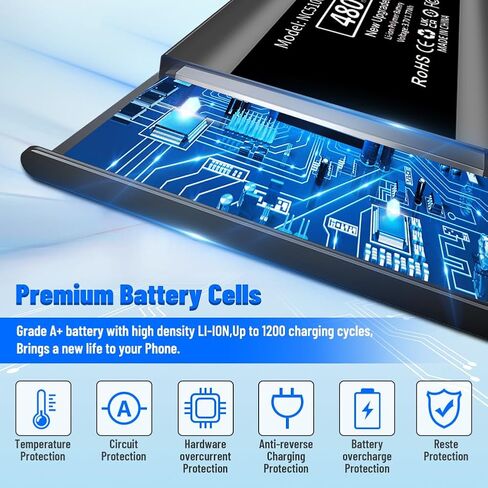 NC5100US Battery, Upgraded [480mAh] Super High Capacity 0 Cycle ithium Polymer Battery Replacement for Nest Hello NC5100US C1241290 Vido Doorbell Wired Battery in Kuwait