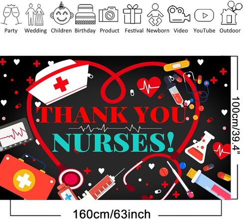 لافتة شكر للممرضات الخلفية، ديكورات خلفية لأسبوع الممرضات السعيد، لافتة أسبوع تقدير الممرضات in Kuwait