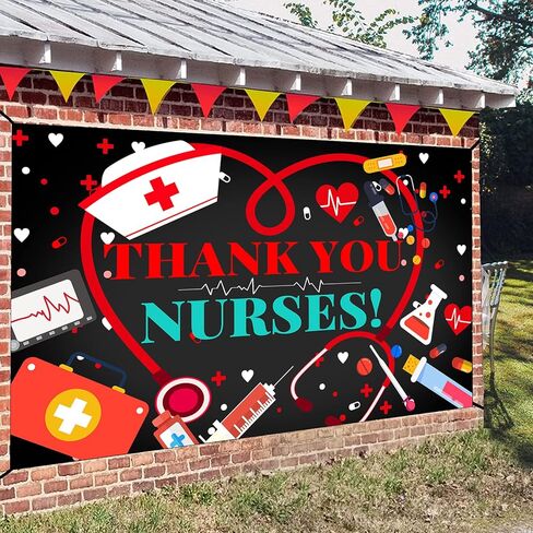 لافتة شكر للممرضات الخلفية، ديكورات خلفية لأسبوع الممرضات السعيد، لافتة أسبوع تقدير الممرضات in Kuwait