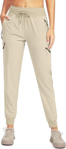 SANTINY Women's Hiking Cargo Joggers Pants with 5 Zipper Pockets Lightweight Quick Dry High Waisted Outdoor Travel Pants in Saudi Arabia