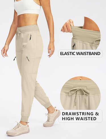 SANTINY Women's Hiking Cargo Joggers Pants with 5 Zipper Pockets Lightweight Quick Dry High Waisted Outdoor Travel Pants in Saudi Arabia