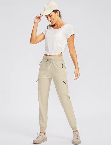 SANTINY Women's Hiking Cargo Joggers Pants with 5 Zipper Pockets Lightweight Quick Dry High Waisted Outdoor Travel Pants in Saudi Arabia