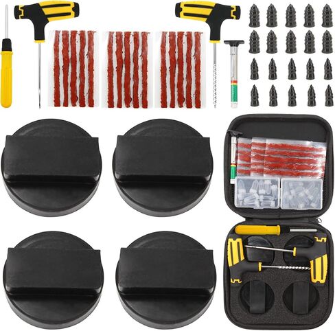 مجموعة أدوات إصلاح وسادة جاك والإطارات لسيارات BMW وMini، محولات مطاطية مربعة الشكل لحماية الإطار مع صندوق تخزين، أداة توصيل ثقب الإطارات المسطحة بدون أنبوب، مسمار فيلم فراغ in Kuwait