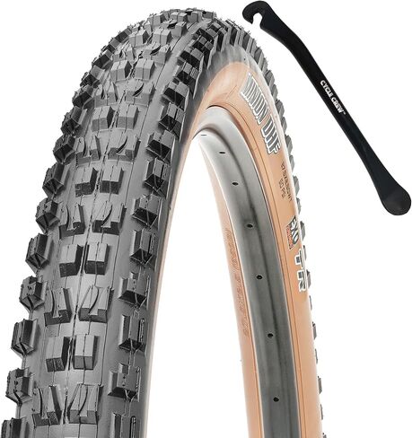 إطار الدراجة الجبلية Maxxis Minion DHF - جدار جانبي أسمر - 27.5 بوصة و29 بوصة - حزمة مع رافعة إطارات Cycle Crew in Saudi Arabia