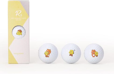 كرات جولف KAKAO FRIENDS GOLF R3، غطاء أيونومر 3 قطع، أقصى مسافة ولقطات مستقيمة وملمس ناعم، تي شيرت جولف مطبوع (1 دزينة، 12 كرة) in Kuwait