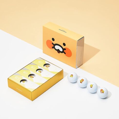 كرات جولف KAKAO FRIENDS GOLF R3، غطاء أيونومر 3 قطع، أقصى مسافة ولقطات مستقيمة وملمس ناعم، تي شيرت جولف مطبوع (1 دزينة، 12 كرة) in Kuwait