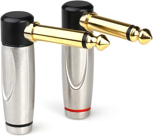 MOBOREST Audio 1/4" TS Plug، 6.35 مم عالي التحمل TS موصل مقبس لحام ذكر أحادي لكابلات مكبر الصوت/الجيتار/الميكروفون (قابس زاوية 1/4 TS قطعتان) in Kuwait