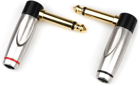 MOBOREST Audio 1/4" TS Plug، 6.35 مم عالي التحمل TS موصل مقبس لحام ذكر أحادي لكابلات مكبر الصوت/الجيتار/الميكروفون (قابس زاوية 1/4 TS قطعتان) in Kuwait