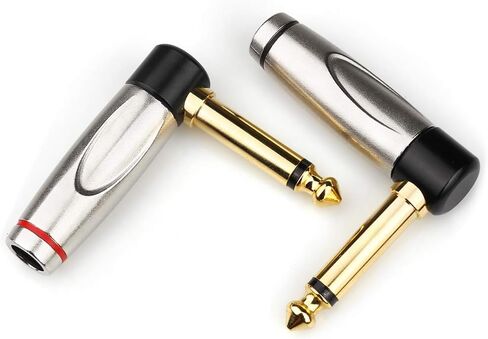 MOBOREST Audio 1/4" TS Plug، 6.35 مم عالي التحمل TS موصل مقبس لحام ذكر أحادي لكابلات مكبر الصوت/الجيتار/الميكروفون (قابس زاوية 1/4 TS قطعتان) in Kuwait