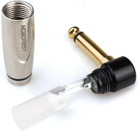 MOBOREST Audio 1/4" TS Plug، 6.35 مم عالي التحمل TS موصل مقبس لحام ذكر أحادي لكابلات مكبر الصوت/الجيتار/الميكروفون (قابس زاوية 1/4 TS قطعتان) in Kuwait
