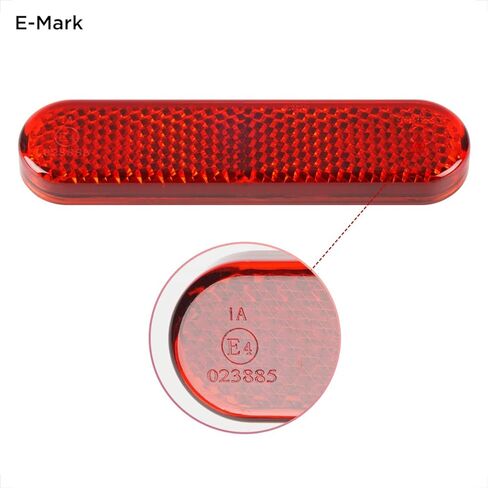 عاكسات دراجة نارية باللون الأحمر من Evermotor لاصقة، 3.42 بوصة عاكس دراجة بيضاوية ذاتي اللصق رؤية إضافية لرف ATV، قارب صندوق الذيل، السياج، عمود صندوق البريد (قطعتان) in Kuwait