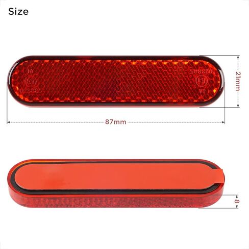 عاكسات دراجة نارية باللون الأحمر من Evermotor لاصقة، 3.42 بوصة عاكس دراجة بيضاوية ذاتي اللصق رؤية إضافية لرف ATV، قارب صندوق الذيل، السياج، عمود صندوق البريد (قطعتان) in Kuwait