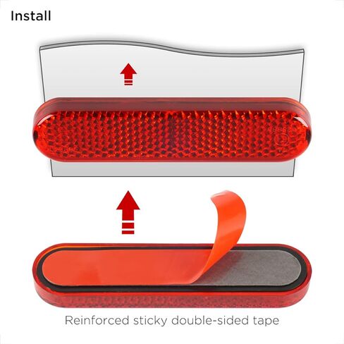 عاكسات دراجة نارية باللون الأحمر من Evermotor لاصقة، 3.42 بوصة عاكس دراجة بيضاوية ذاتي اللصق رؤية إضافية لرف ATV، قارب صندوق الذيل، السياج، عمود صندوق البريد (قطعتان) in Kuwait