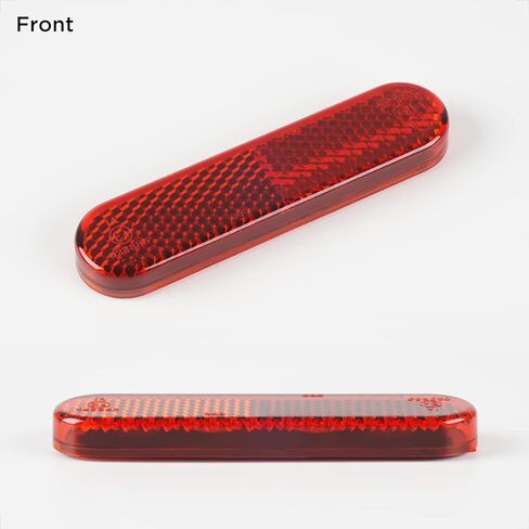 عاكسات دراجة نارية باللون الأحمر من Evermotor لاصقة، 3.42 بوصة عاكس دراجة بيضاوية ذاتي اللصق رؤية إضافية لرف ATV، قارب صندوق الذيل، السياج، عمود صندوق البريد (قطعتان) in Kuwait