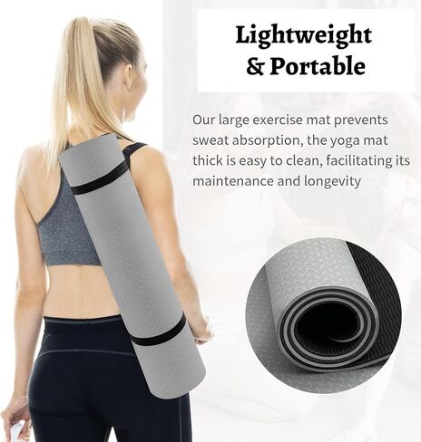 Yoga Mat, 1/3" Thick TPE Yoga Mat, 72" x 24", Non-Slip Exercise & Fitness Mat for Men & Women, Home Workout Mat for Yoga, Pilates & Floor Exercise in Saudi Arabia