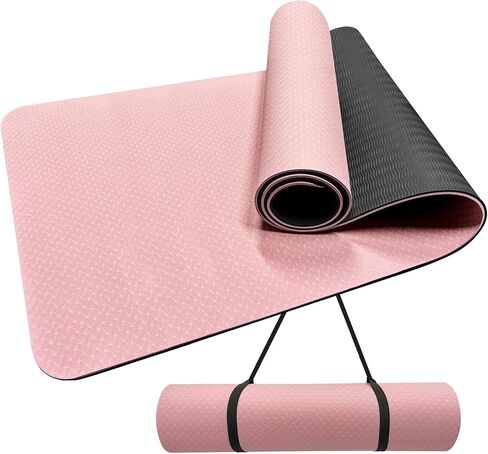 Yoga Mat, 1/3" Thick TPE Yoga Mat, 72" x 24", Non-Slip Exercise & Fitness Mat for Men & Women, Home Workout Mat for Yoga, Pilates & Floor Exercise in Saudi Arabia
