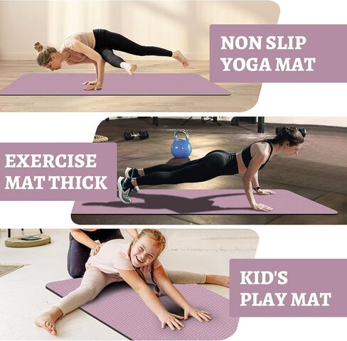 Yoga Mat, 1/3" Thick TPE Yoga Mat, 72" x 24", Non-Slip Exercise & Fitness Mat for Men & Women, Home Workout Mat for Yoga, Pilates & Floor Exercise in Saudi Arabia