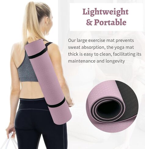 Yoga Mat, 1/3" Thick TPE Yoga Mat, 72" x 24", Non-Slip Exercise & Fitness Mat for Men & Women, Home Workout Mat for Yoga, Pilates & Floor Exercise in Saudi Arabia