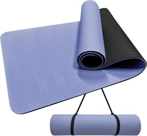 Yoga Mat, 1/3" Thick TPE Yoga Mat, 72" x 24", Non-Slip Exercise & Fitness Mat for Men & Women, Home Workout Mat for Yoga, Pilates & Floor Exercise in Saudi Arabia