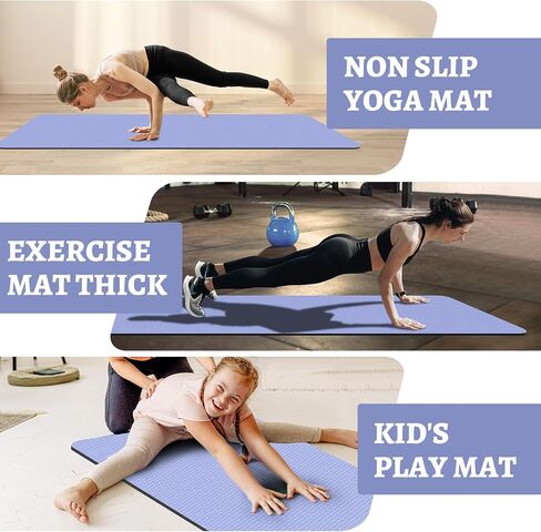 Yoga Mat, 1/3" Thick TPE Yoga Mat, 72" x 24", Non-Slip Exercise & Fitness Mat for Men & Women, Home Workout Mat for Yoga, Pilates & Floor Exercise in Saudi Arabia