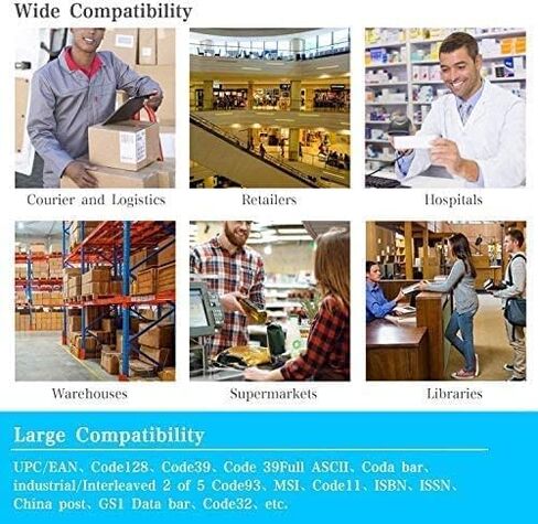 Tera ماسح الباركود اللاسلكي 1D ليزر قارئ الباركود اللاسلكي مع مؤشر مستوى البطارية، متعدد الاستخدامات 2 في 1 2.4 جيجا هرتز لاسلكي وUSB 2.0 سلكي مع حامل موديل 5100-Z in Kuwait