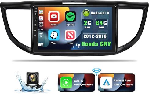 UNITOPSCI 2G+64G Android Car Stereo for Honda CRV 2012-2016 Wireless Apple CarPlay & Android Auto 9 Inch Touch Screen GPS Navigation WiFi HiFi Bluetooth FM/RDS Radio with Backup Camera in Saudi Arabia