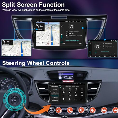 UNITOPSCI 2G+64G Android Car Stereo for Honda CRV 2012-2016 Wireless Apple CarPlay & Android Auto 9 Inch Touch Screen GPS Navigation WiFi HiFi Bluetooth FM/RDS Radio with Backup Camera in Saudi Arabia