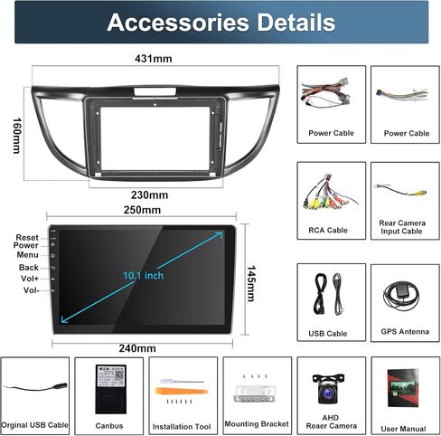 UNITOPSCI 2G+64G Android Car Stereo for Honda CRV 2012-2016 Wireless Apple CarPlay & Android Auto 9 Inch Touch Screen GPS Navigation WiFi HiFi Bluetooth FM/RDS Radio with Backup Camera in Saudi Arabia