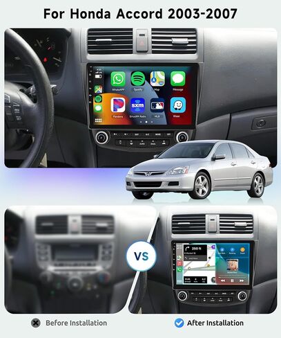 8-core+6G+128G Car Radio for Honda Accord 2003 2004 2005 2006 2007, Wireless Apple Carplay Android Auto Car Stereo, 10.1" IPS Touchscreen with WiFi, GPS, Bluetooth,FM/RDS, 32EQ DSP, Rear Camera in Saudi Arabia