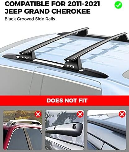 KYX 52" T-Track Universal Roof Rack Crossbars with Locks, Fit Raised Side Rail with Gap, 200 lbs Load Capacity, Adjustable Aluminum Cross Bar Ski Snowboard Rooftop Cargo Carrier Bag Bike Luggage Kayak in Saudi Arabia